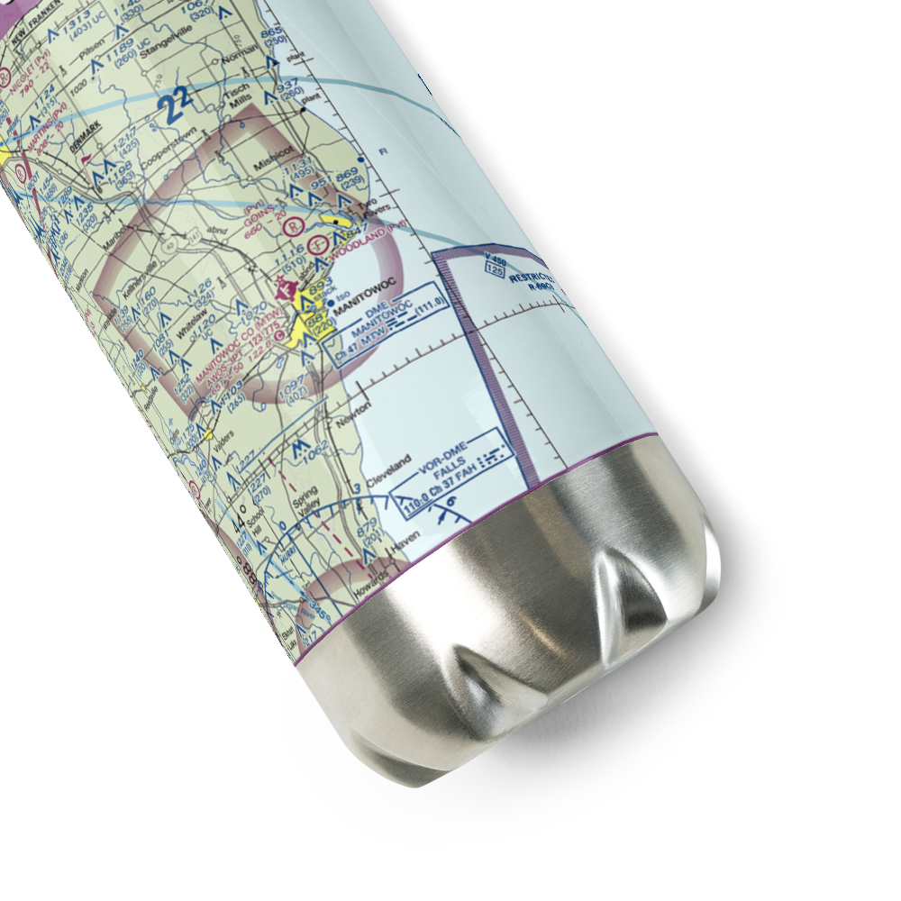 Manitowoc County Airport (MTW) VFR Sectional Water Bottle 