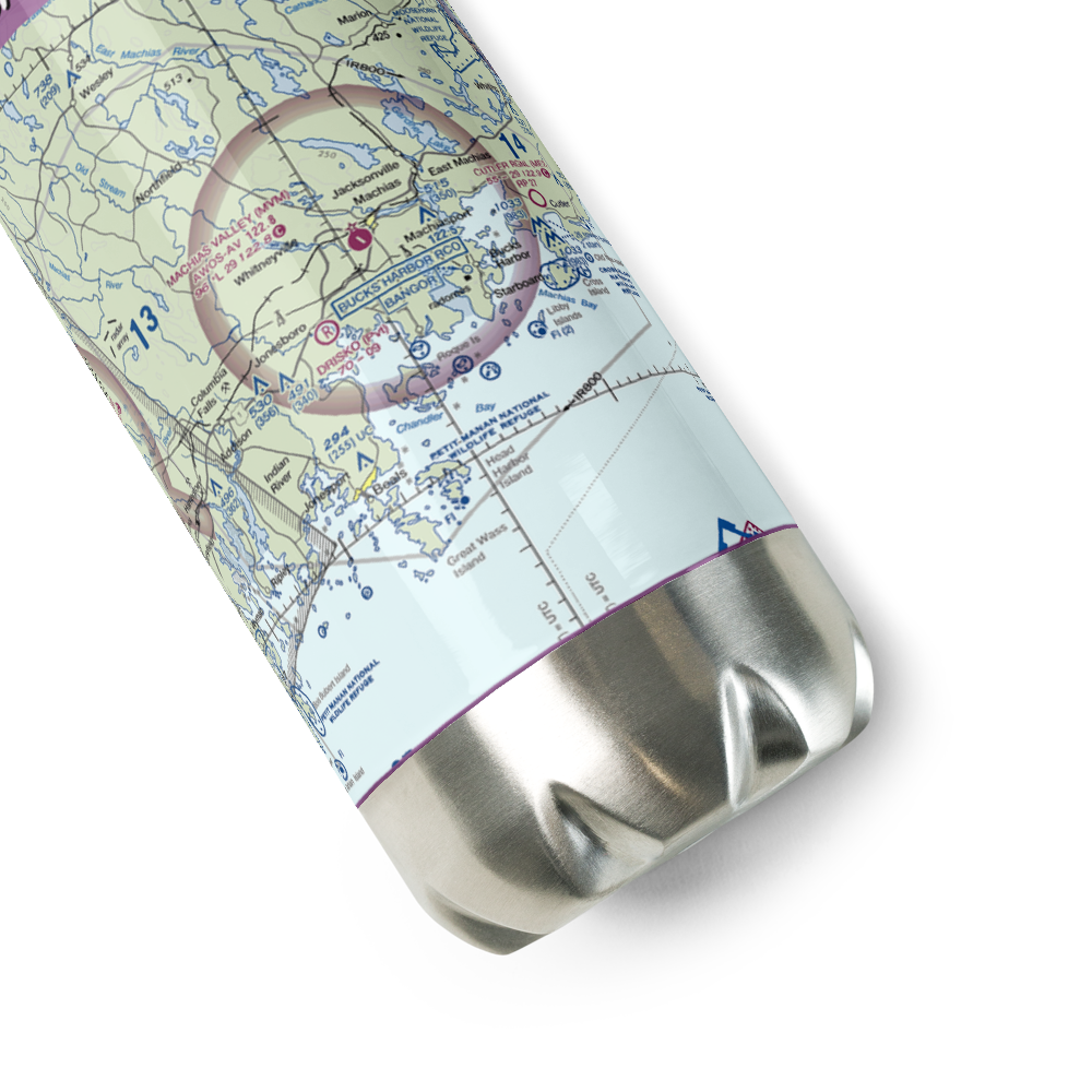 Machias Valley Airport (MVM) VFR Sectional Water Bottle 