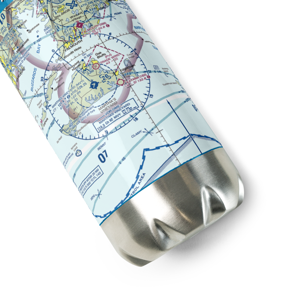 Martha's Vineyard Airport (MVY) VFR Sectional Water Bottle 