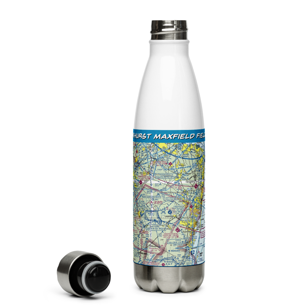 Lakehurst Maxfield Field Airport (NEL) VFR Sectional Water Bottle 