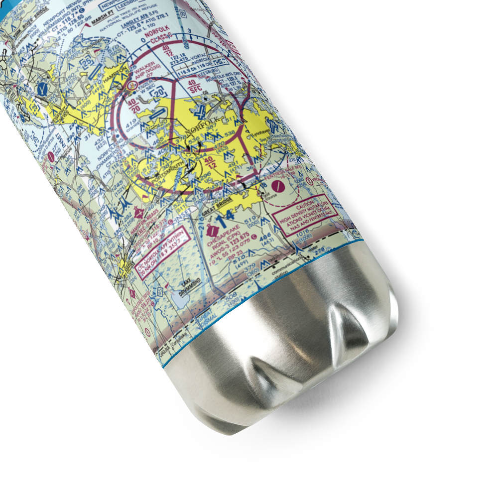 Norfolk Naval Station (Chambers Field) (NGU) VFR Sectional Water Bottle 