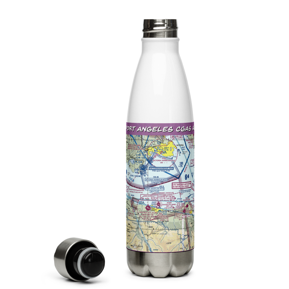Port Angeles Cgas Airport (NOW) VFR Sectional Water Bottle 