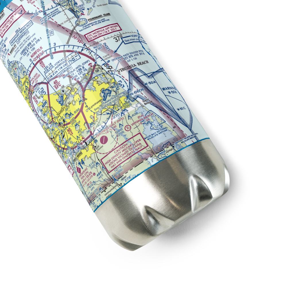 Oceana Naval Air Station (NTU) VFR Sectional Water Bottle 