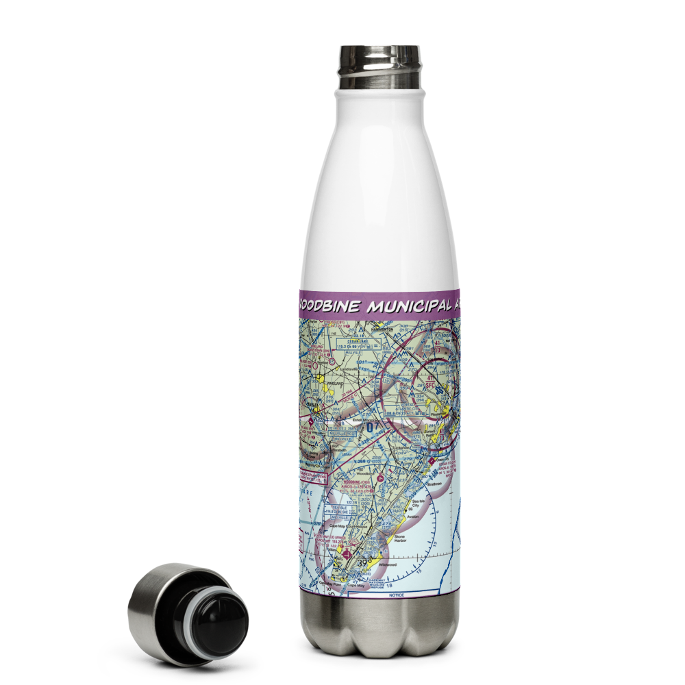 Woodbine Municipal Airport (OBI) VFR Sectional Water Bottle 
