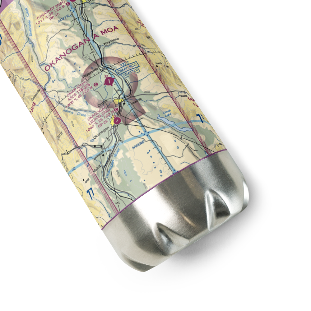 Omak Airport (OMK) VFR Sectional Water Bottle 