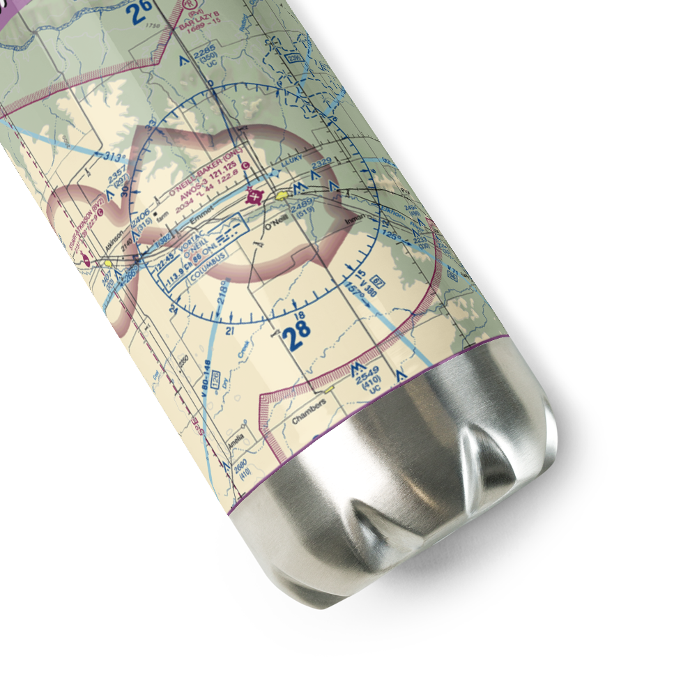 The O'Neill Municipal John L Baker Field (ONL) VFR Sectional Water Bottle 