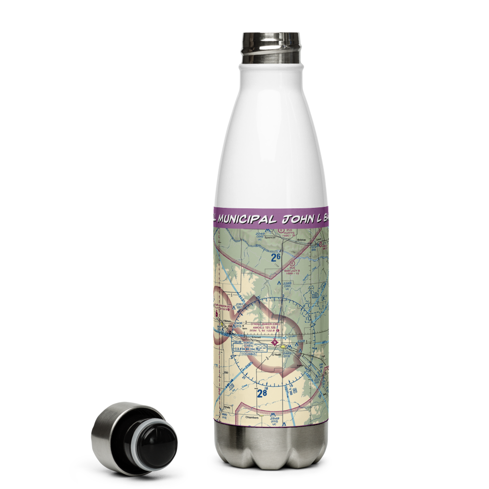 The O'Neill Municipal John L Baker Field (ONL) VFR Sectional Water Bottle 