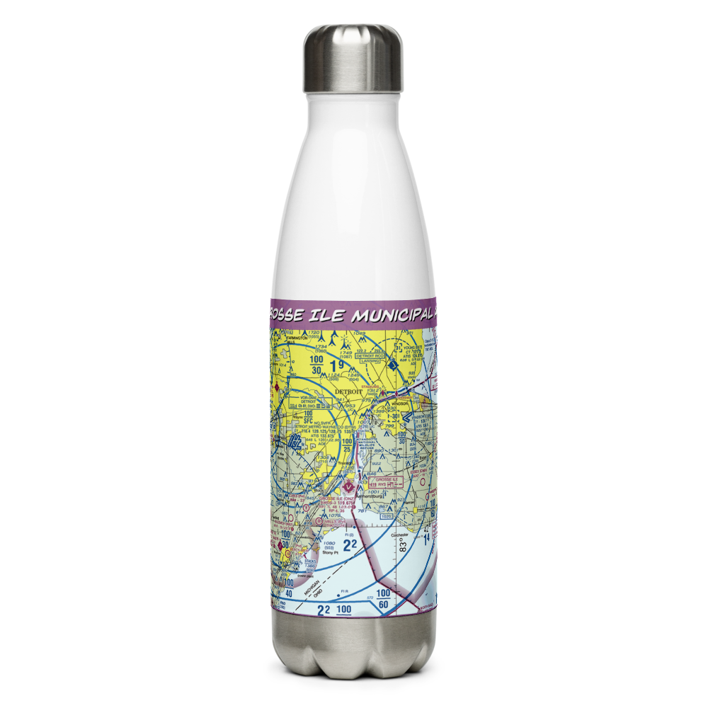 Grosse Ile Municipal Airport (ONZ) VFR Sectional Water Bottle 