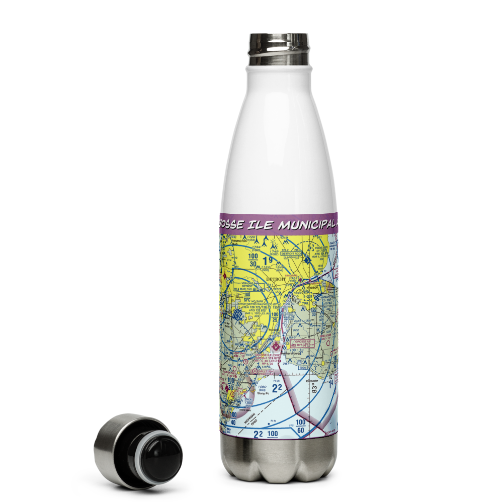Grosse Ile Municipal Airport (ONZ) VFR Sectional Water Bottle 