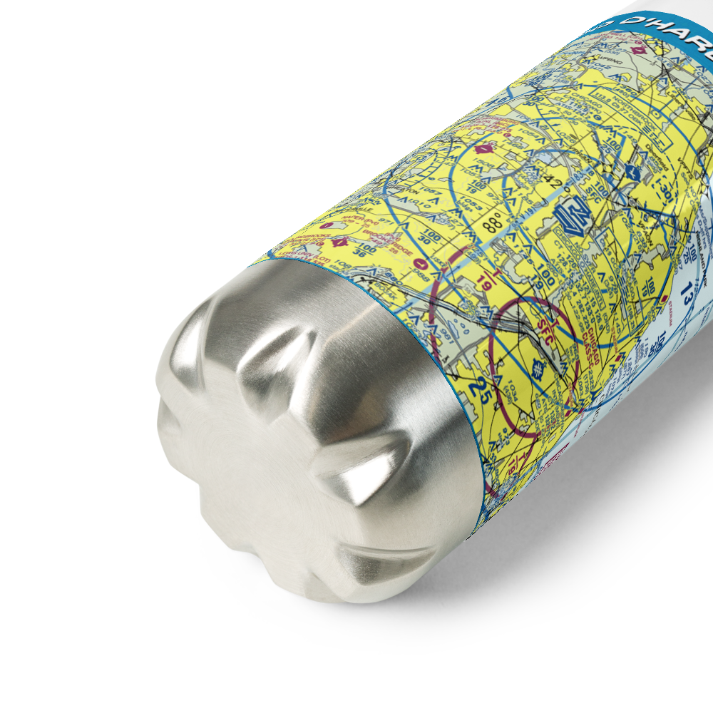 Chicago O'Hare International Airport (ORD) VFR Sectional Water Bottle 