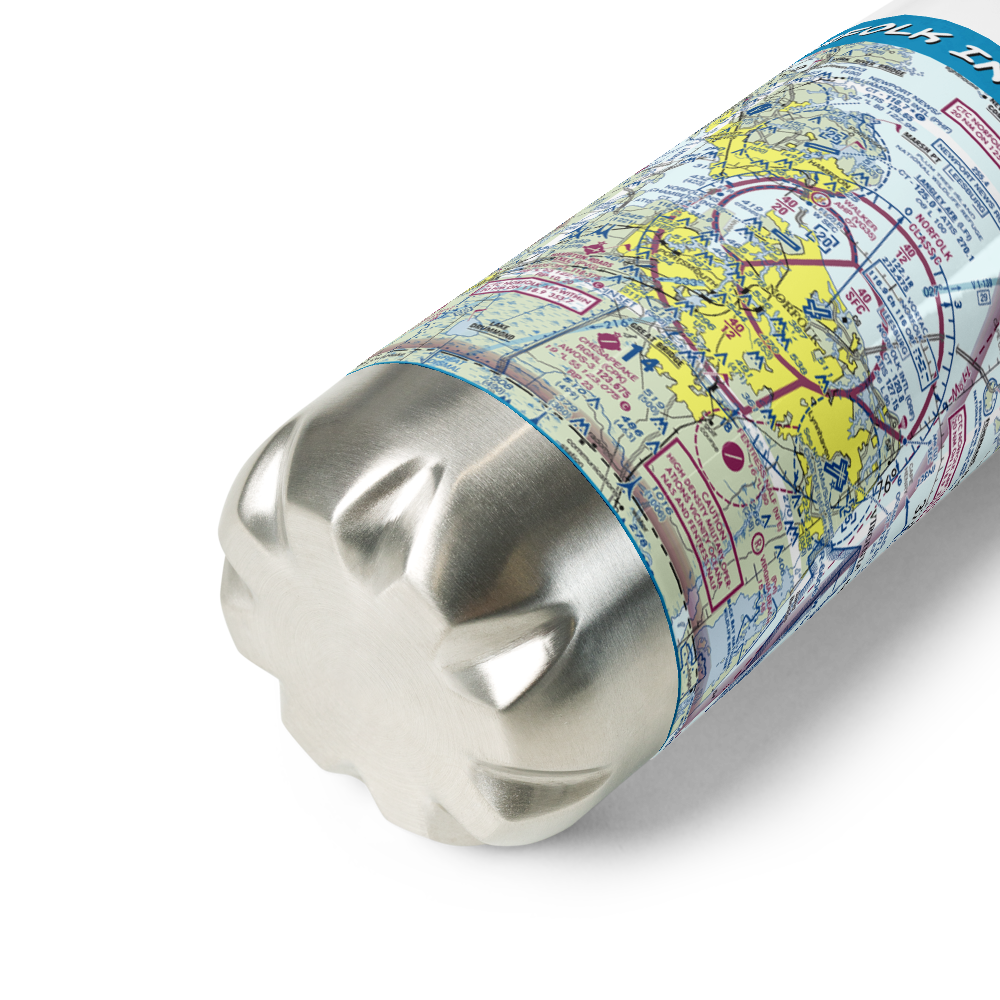 Norfolk International Airport (ORF) VFR Sectional Water Bottle 