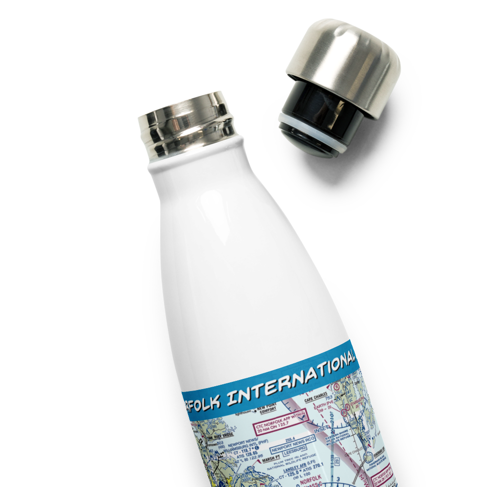 Norfolk International Airport (ORF) VFR Sectional Water Bottle 