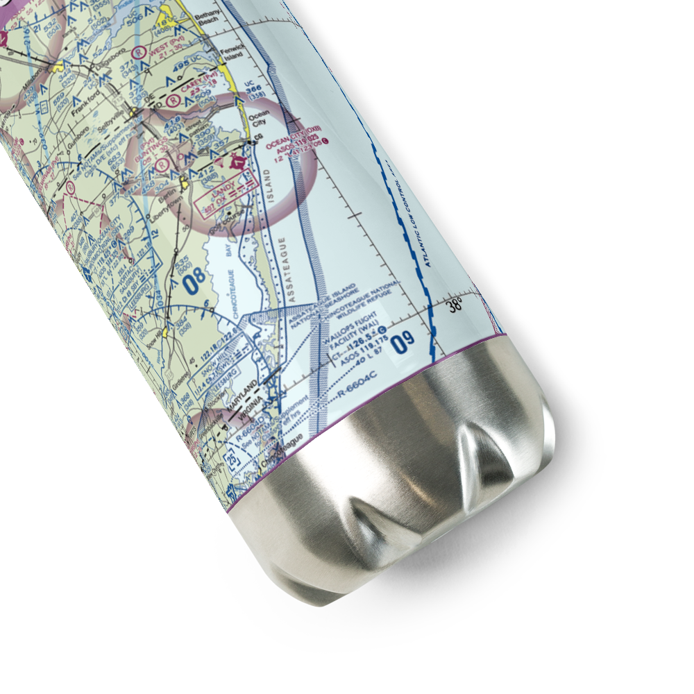 Ocean City Municipal Airport (OXB) VFR Sectional Water Bottle 