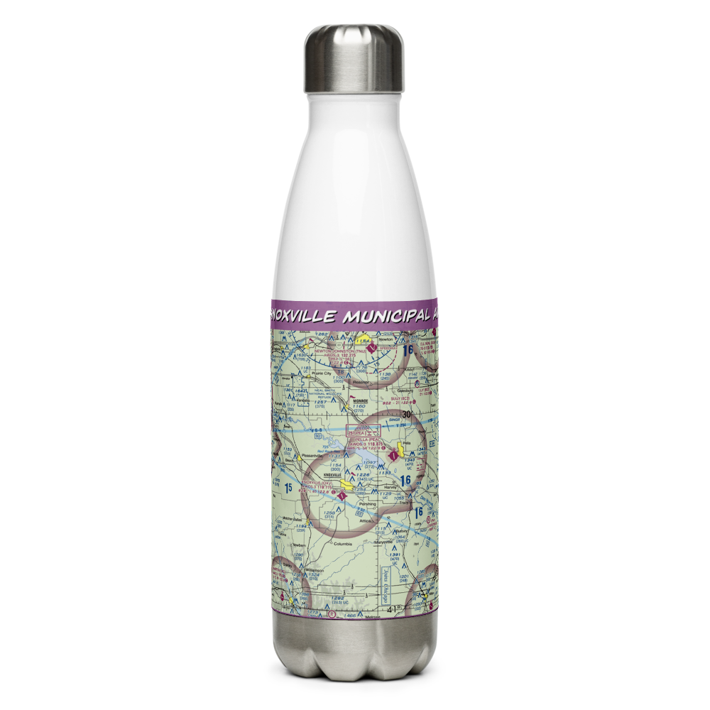 Knoxville Municipal Airport (OXV) VFR Sectional Water Bottle 