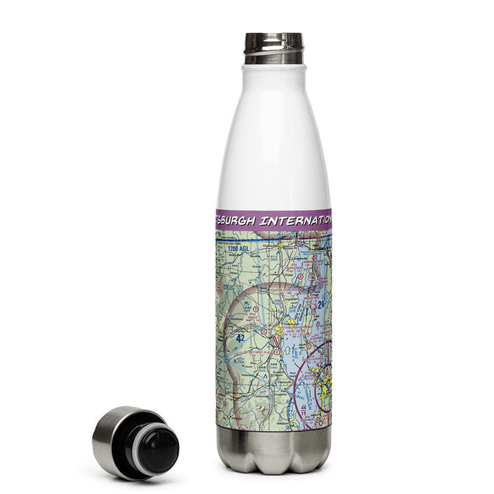 Plattsburgh International Airport (PBG) VFR Sectional Water Bottle 