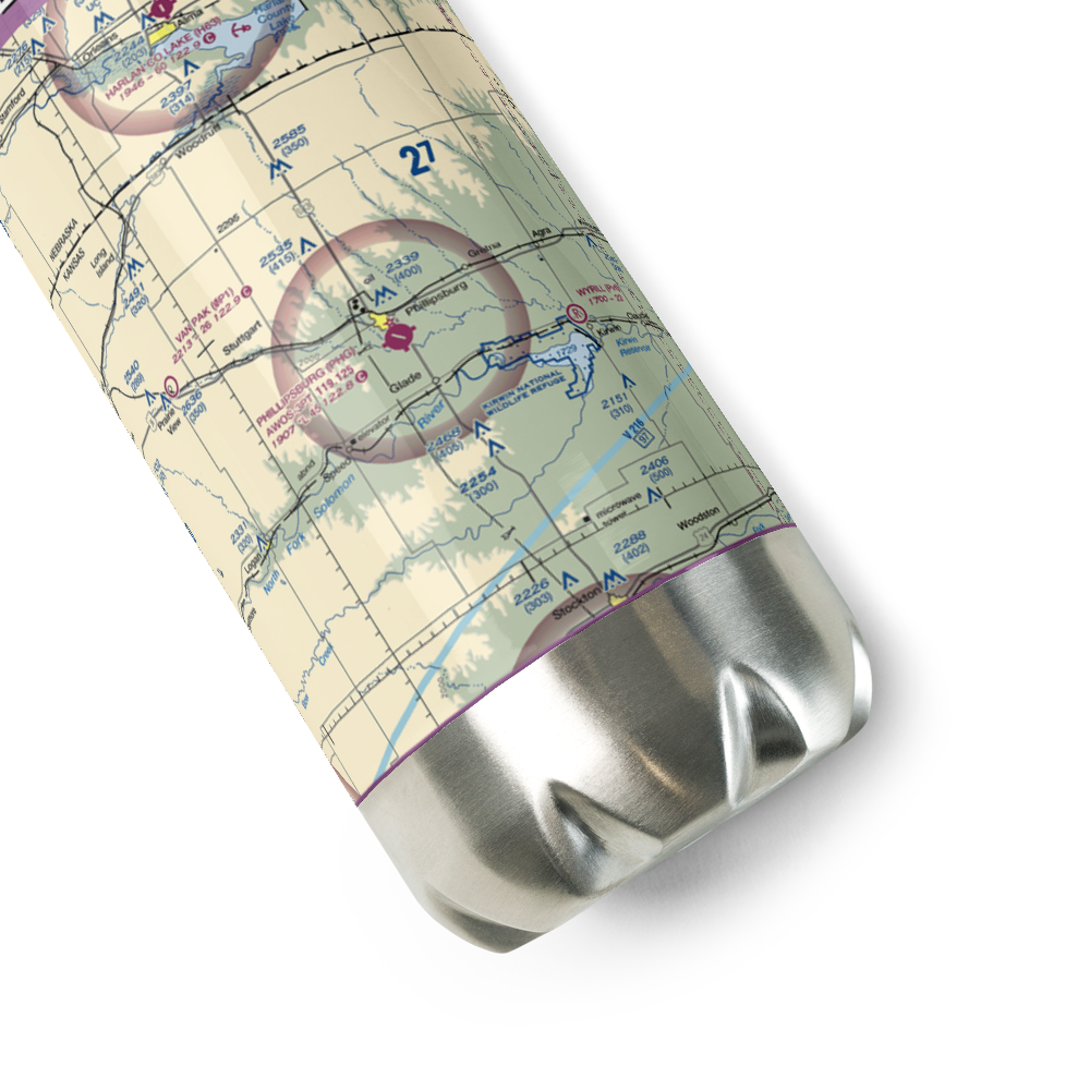 Phillipsburg Municipal Airport (PHG) VFR Sectional Water Bottle 