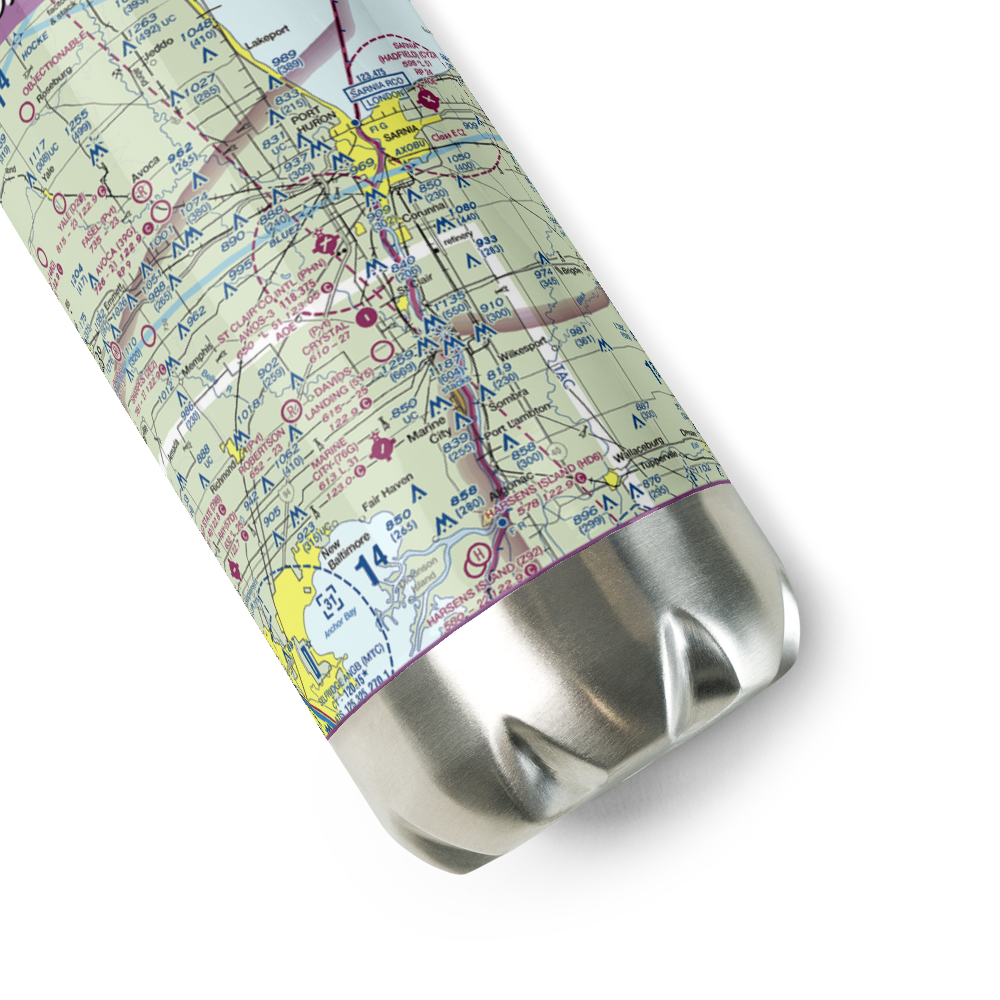 St Clair County International Airport (PHN) VFR Sectional Water Bottle 