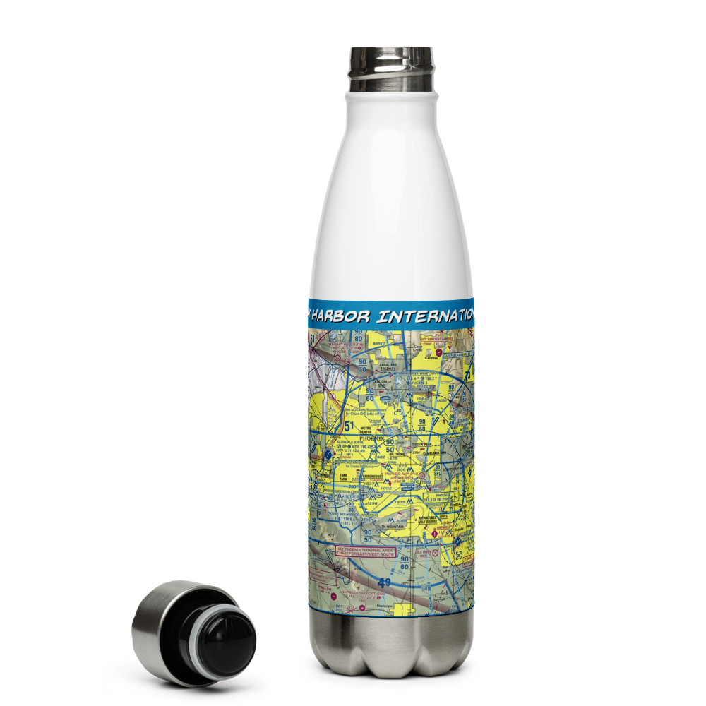 Phoenix Sky Harbor International Airport (PHX) VFR Sectional Water Bottle 