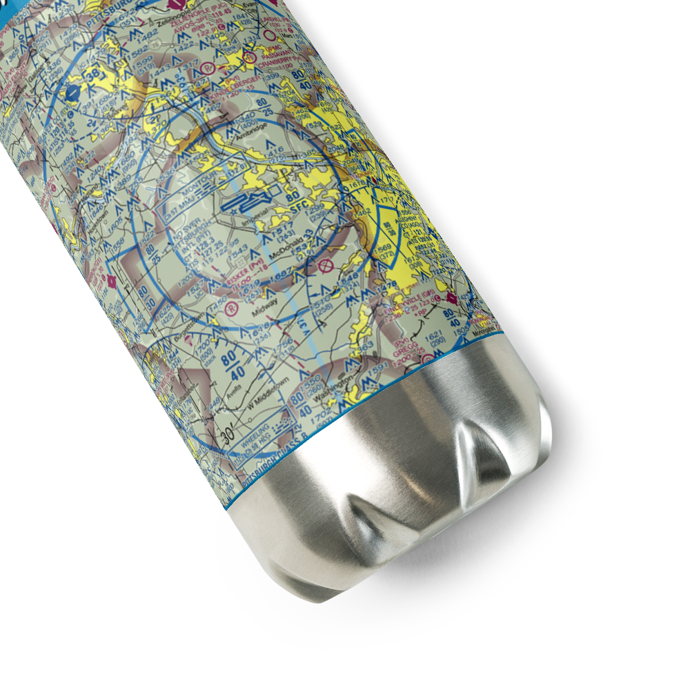 Pittsburgh International Airport (PIT) VFR Sectional Water Bottle 