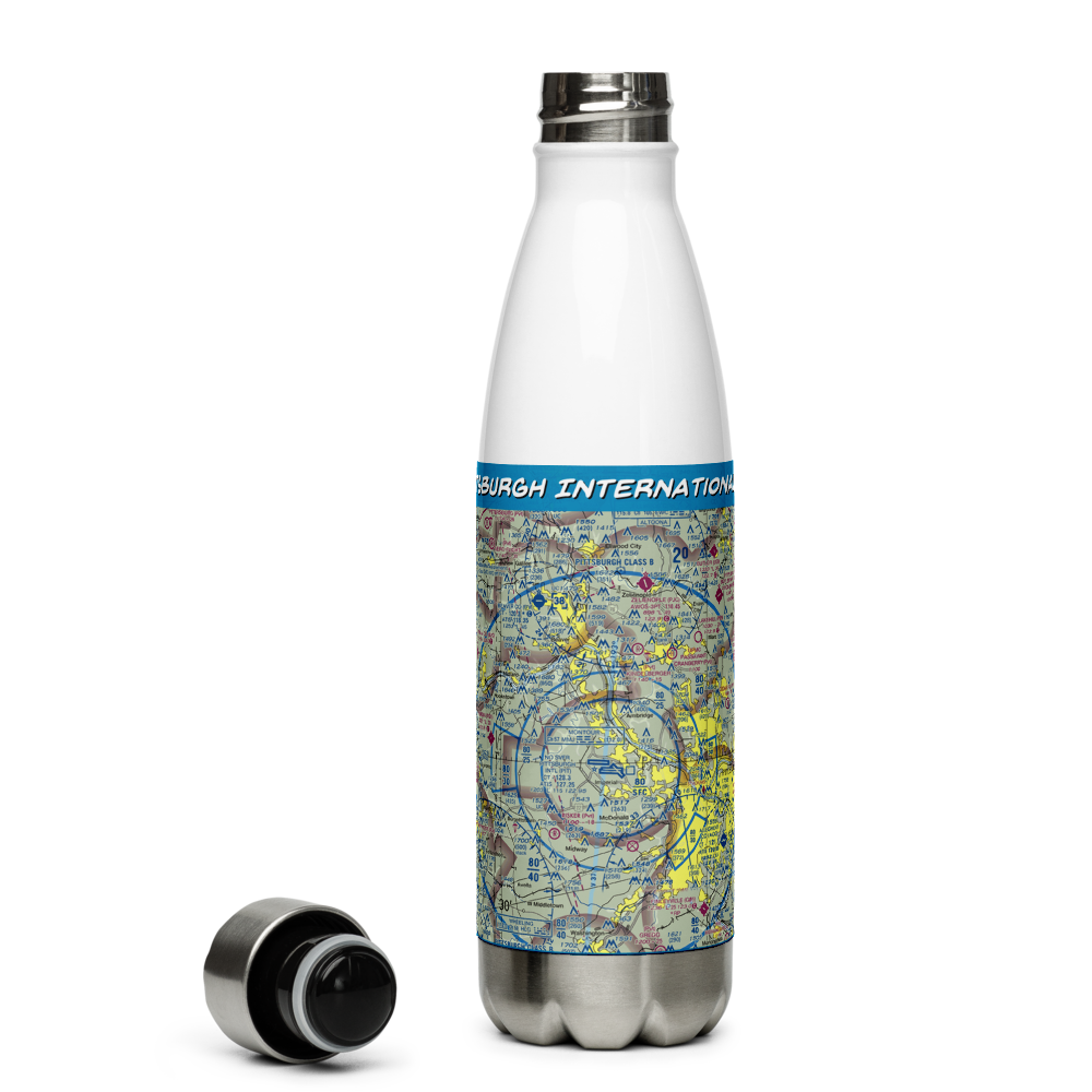 Pittsburgh International Airport (PIT) VFR Sectional Water Bottle 