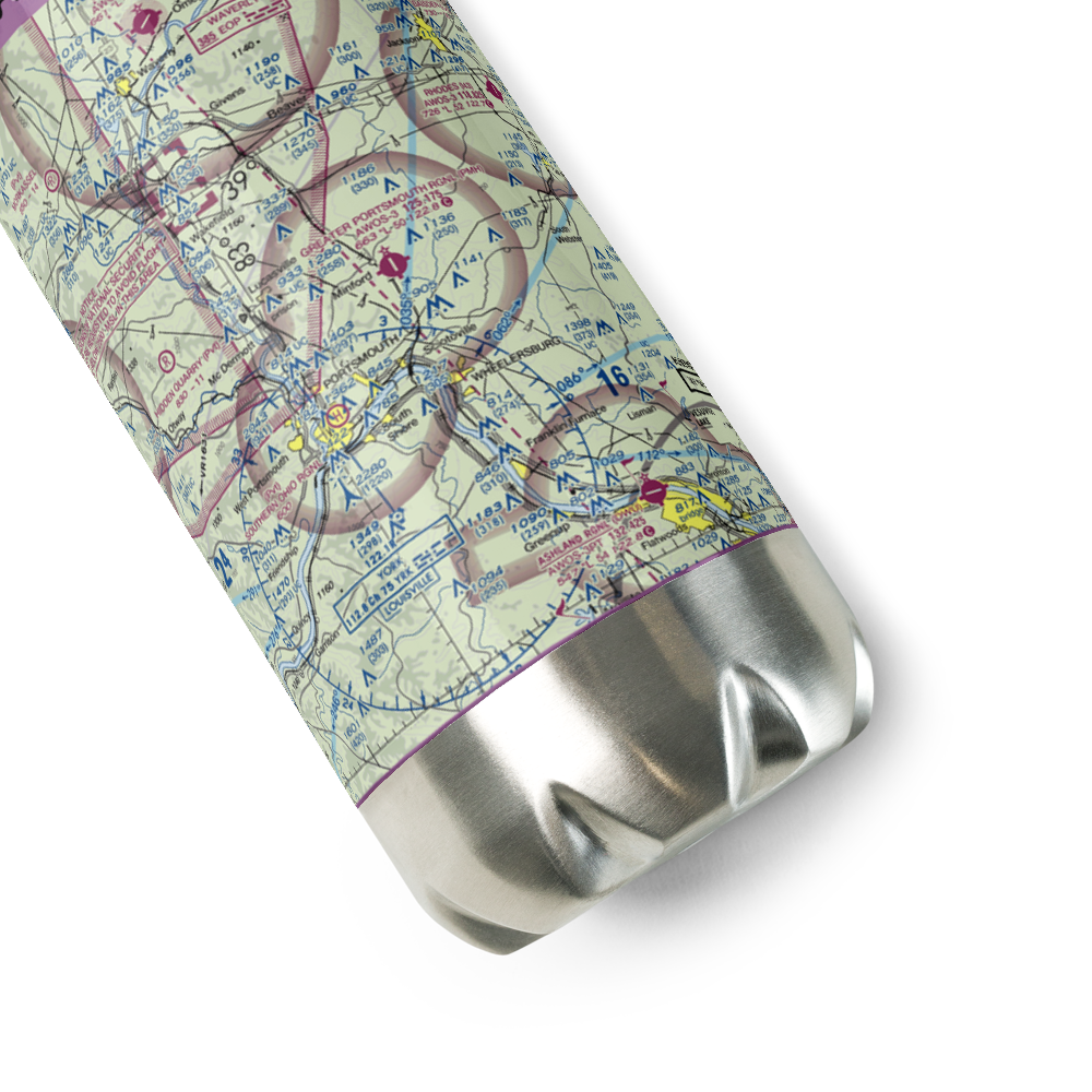 Greater Portsmouth Regional Airport (PMH) VFR Sectional Water Bottle 