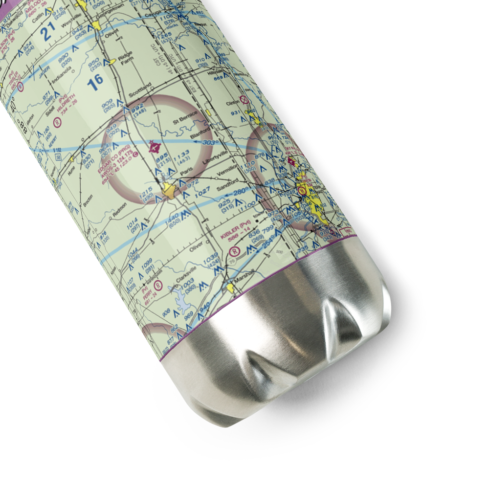 Edgar County Airport (PRG) VFR Sectional Water Bottle 