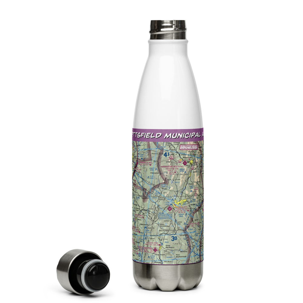 Pittsfield Municipal Airport (PSF) VFR Sectional Water Bottle 