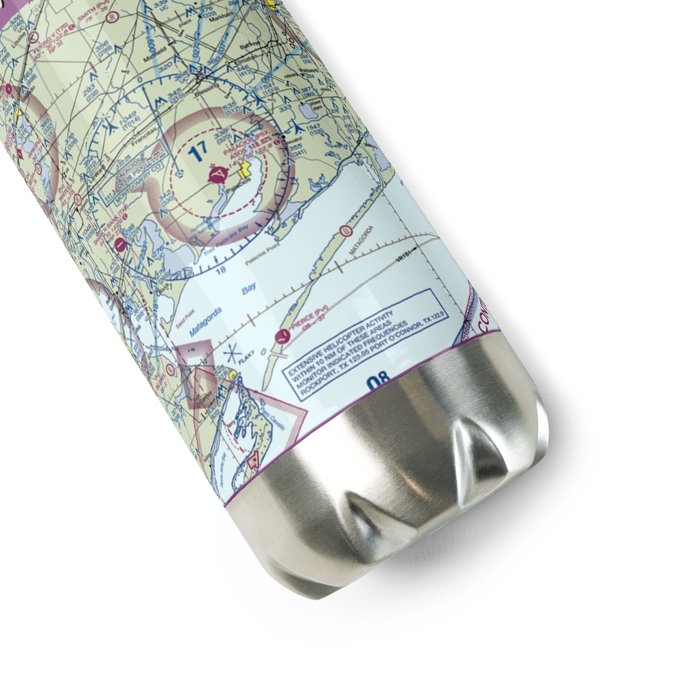 Palacios Municipal Airport (PSX) VFR Sectional Water Bottle 