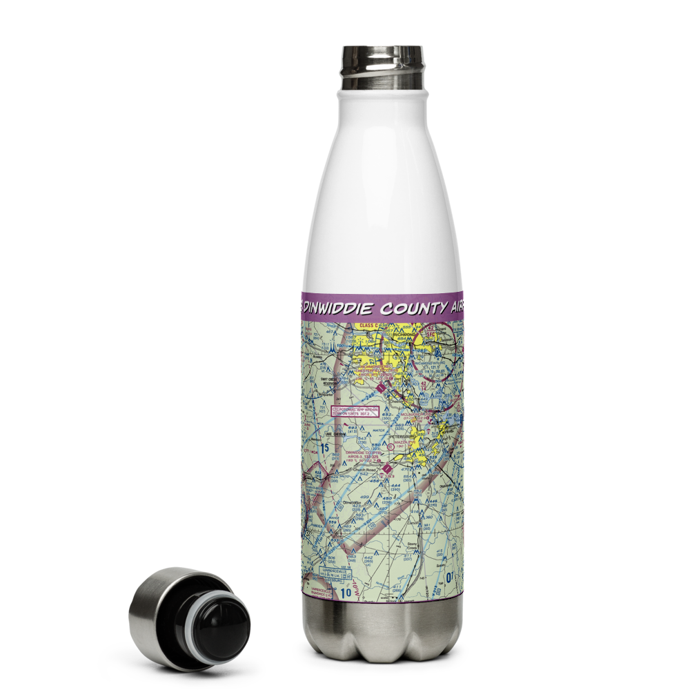 Dinwiddie County Airport (PTB) VFR Sectional Water Bottle 