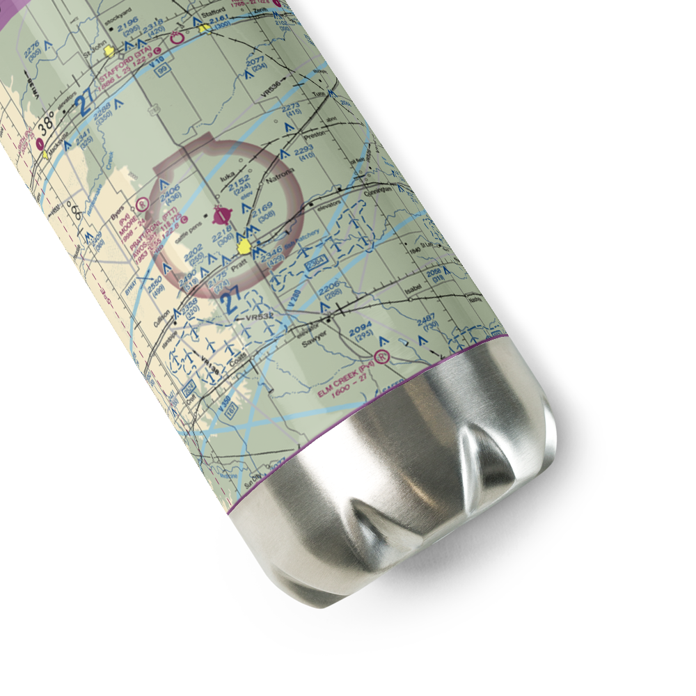 Pratt Regional Airport (PTT) VFR Sectional Water Bottle 