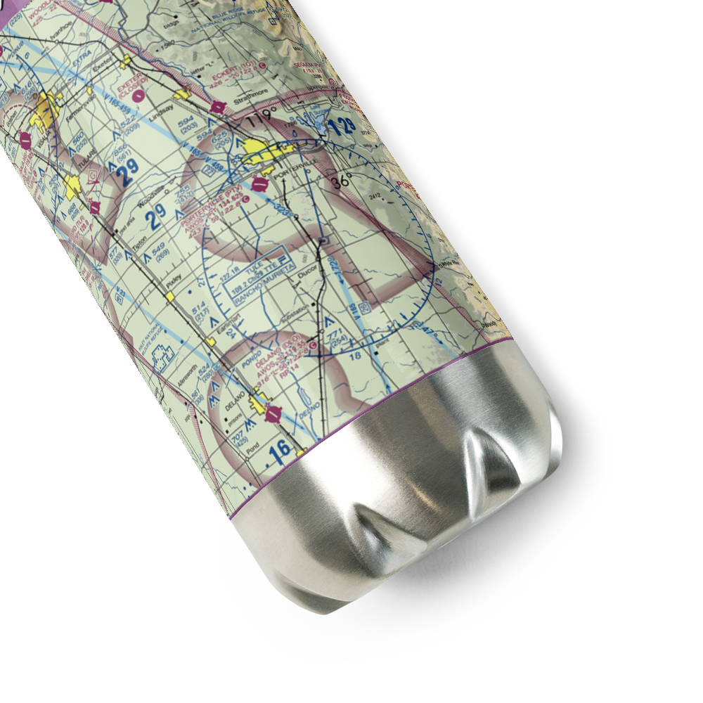 Porterville Municipal Airport (PTV) VFR Sectional Water Bottle 