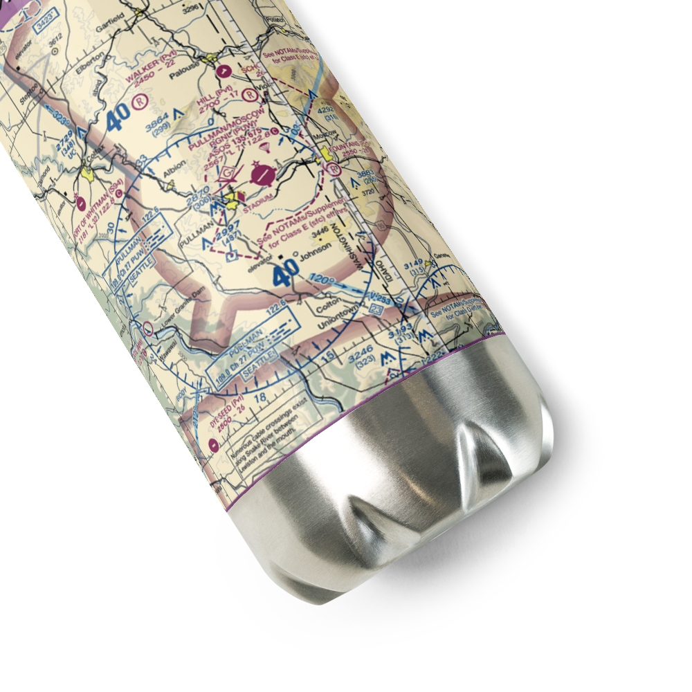 Pullman Moscow Regional Airport (PUW) VFR Sectional Water Bottle 