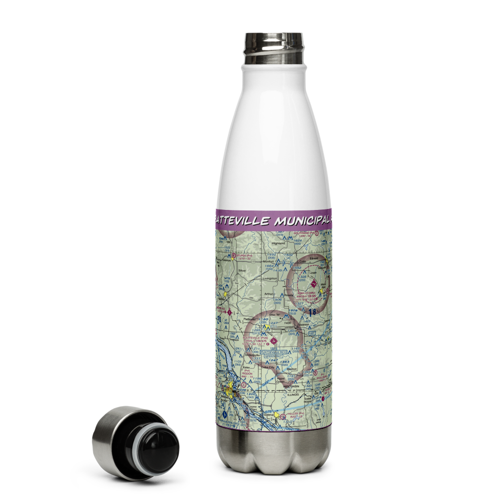 Platteville Municipal Airport (PVB) VFR Sectional Water Bottle 