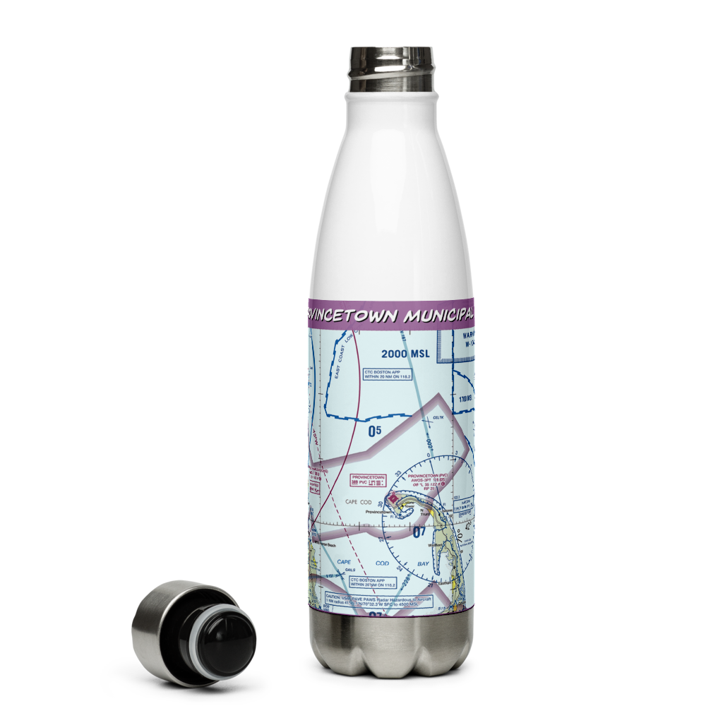 Provincetown Municipal Airport (PVC) VFR Sectional Water Bottle 