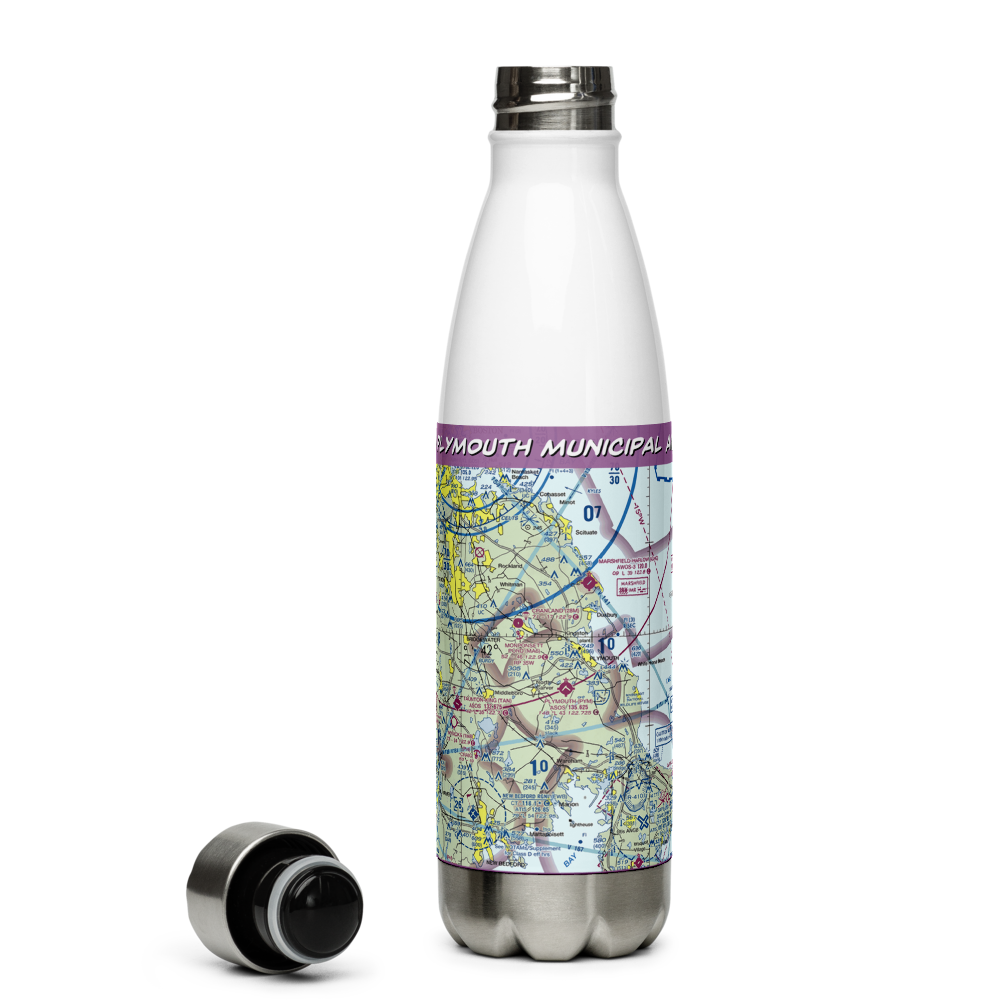 Plymouth Municipal Airport (PYM) VFR Sectional Water Bottle 