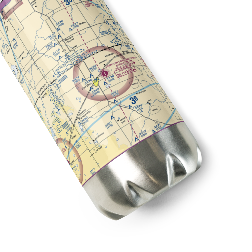 Perryton Ochiltree County Airport (PYX) VFR Sectional Water Bottle 