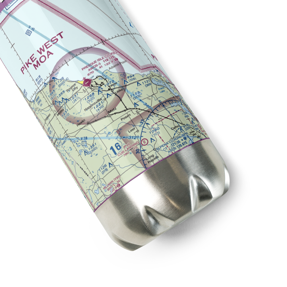 Presque Isle County Airport (PZQ) VFR Sectional Water Bottle 