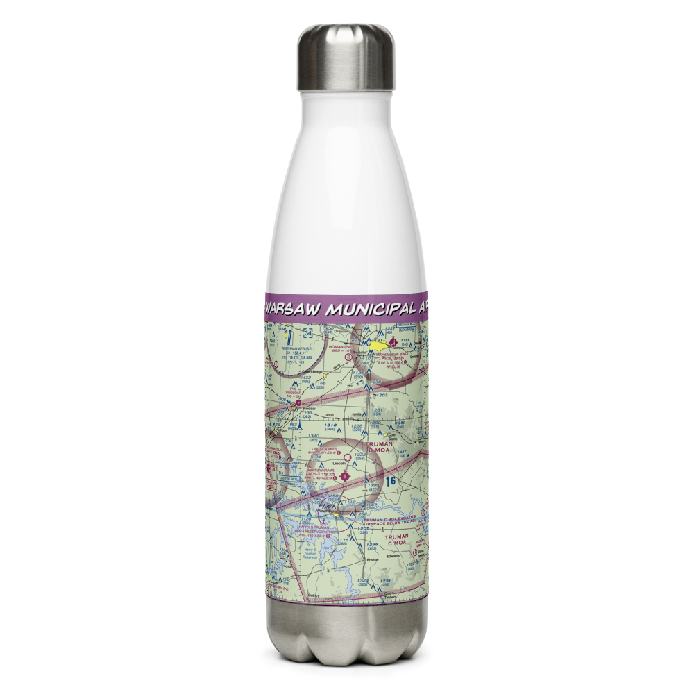 Warsaw Municipal Airport (RAW) VFR Sectional Water Bottle 
