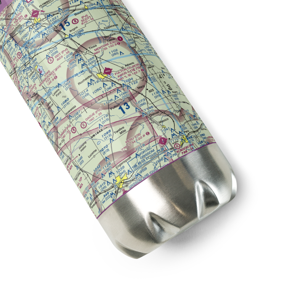 Fulton County Airport (RCR) VFR Sectional Water Bottle 