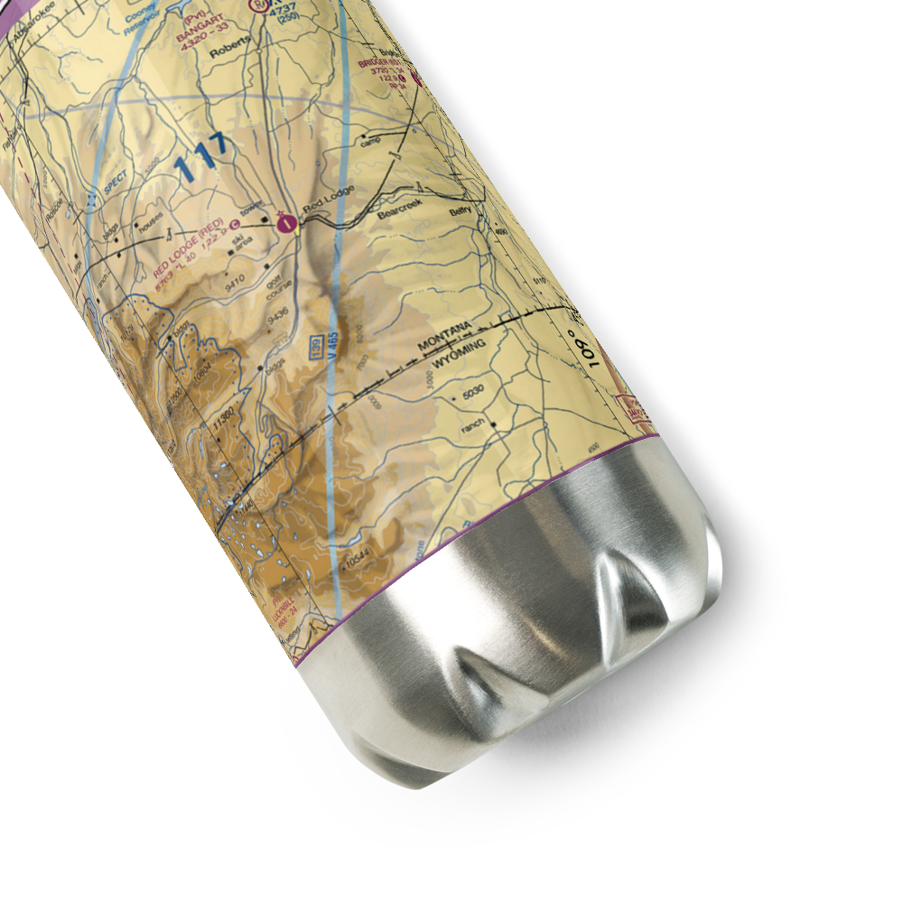 Red Lodge Airport (RED) VFR Sectional Water Bottle 