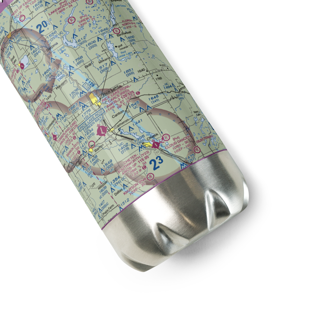 Rice Lake Airport (KRIE) VFR Sectional Water Bottle 