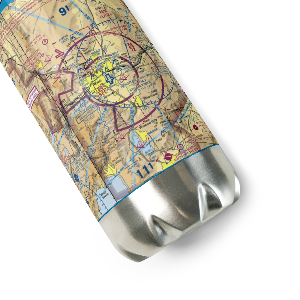 Reno Tahoe International Airport (RNO) VFR Sectional Water Bottle 