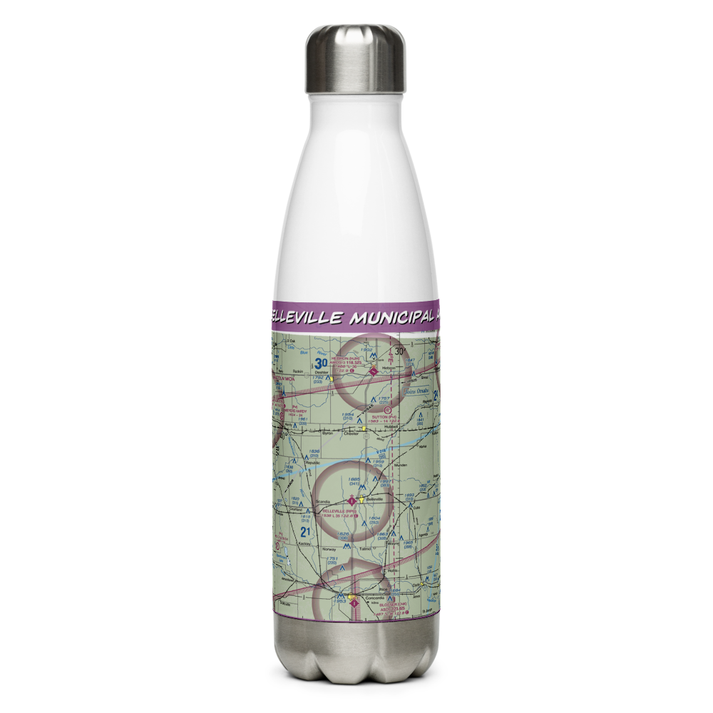 Belleville Municipal Airport (RPB) VFR Sectional Water Bottle 