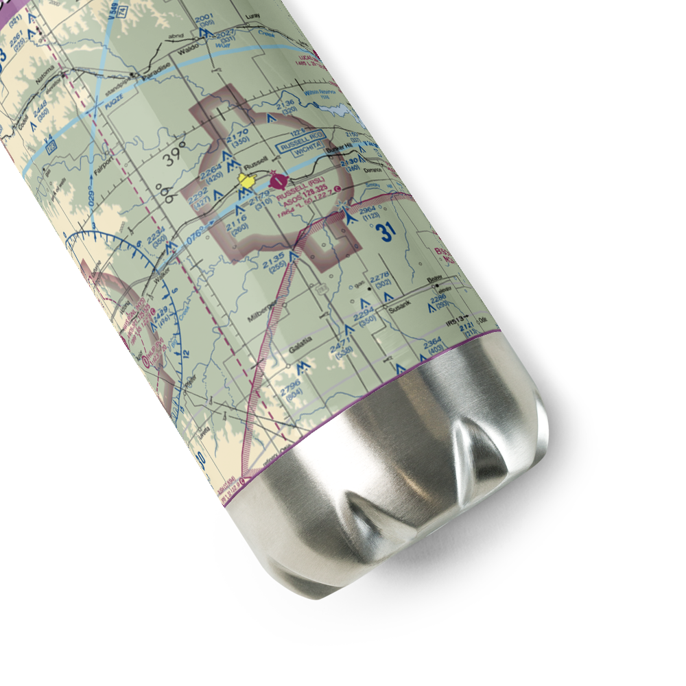 Russell Municipal Airport (RSL) VFR Sectional Water Bottle 