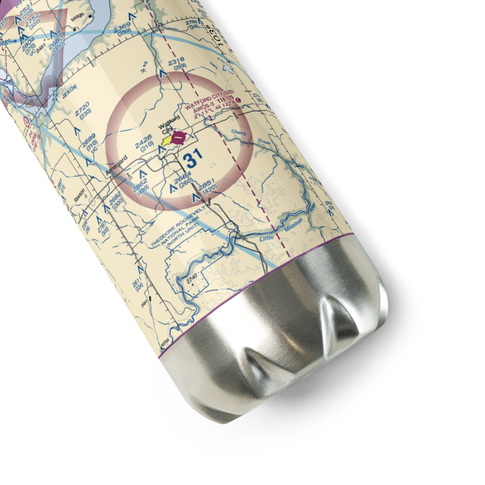 Watford City Municipal Airport (S25) VFR Sectional Water Bottle 