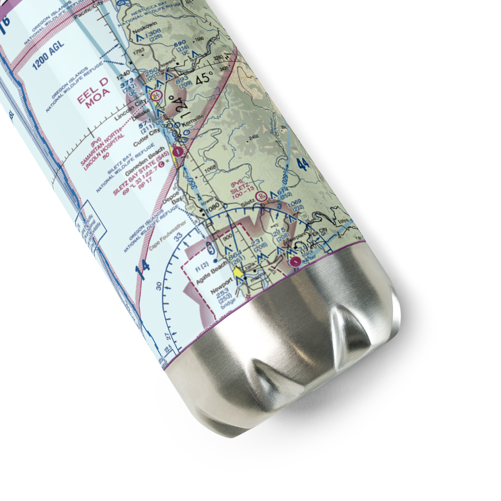 Siletz Bay State Airport (S45) VFR Sectional Water Bottle 