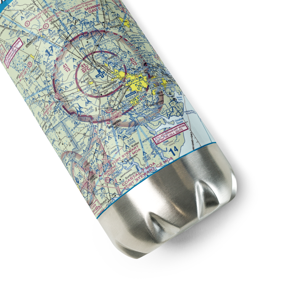 Savannah Hilton Head International Airport (SAV) VFR Sectional Water Bottle 