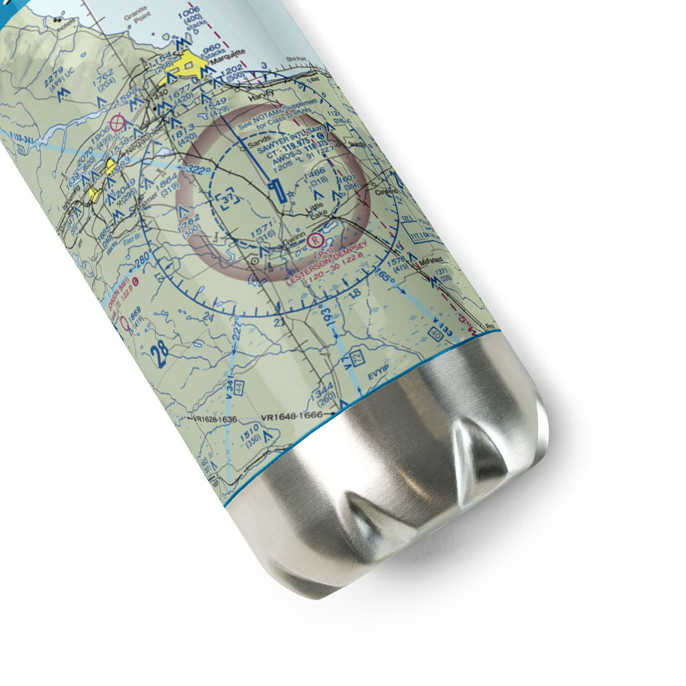 Sawyer International Airport (SAW) VFR Sectional Water Bottle 