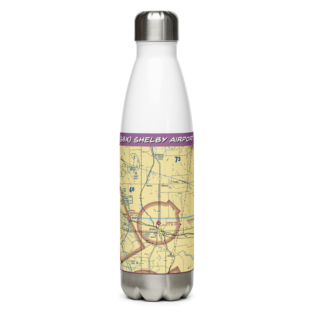 Shelby Airport (SBX) VFR Sectional Water Bottle 