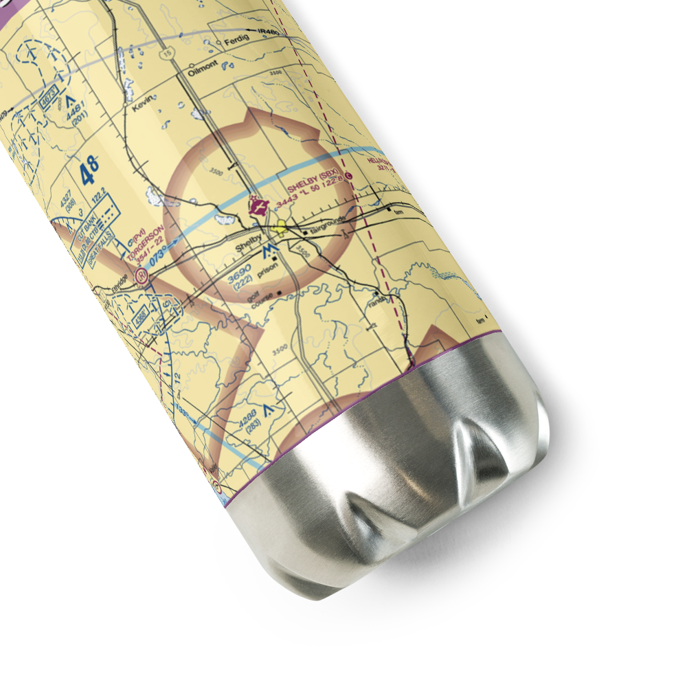 Shelby Airport (SBX) VFR Sectional Water Bottle 